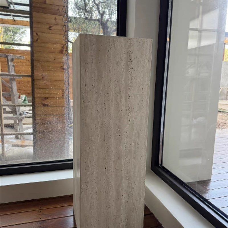 侘寂风米白洞石大理石哑光玄关岛台床头柜样板房雕塑底座立柱,住宅家具,岛台,淘宝优惠券,粉丝福利购,淘宝优惠卷