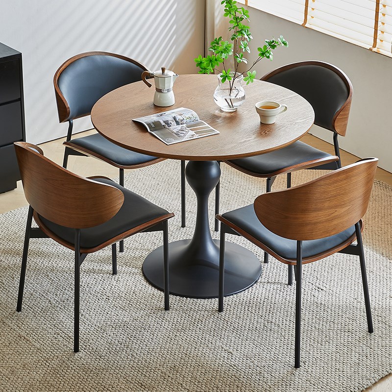 中古休闲复古接待圆桌办公室法式实木洽谈桌小圆桌阳台桌子餐桌椅