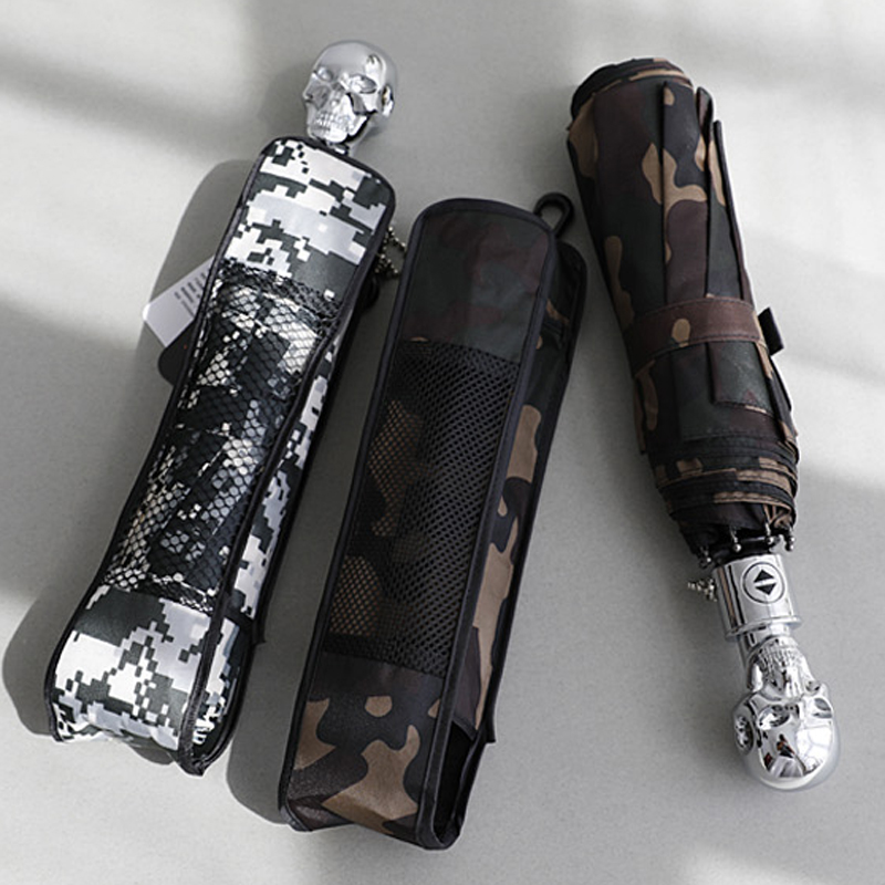 加固全自动雨伞男士个性骷髅头创意潮流大号双人折叠晴雨两用伞女