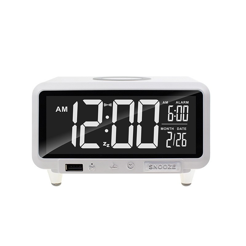 2022新款无线充台灯时钟  实用型家用办公室时钟闹钟小台灯无线充