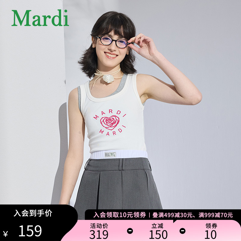 MARDI玫瑰印花背心吊带春夏外穿