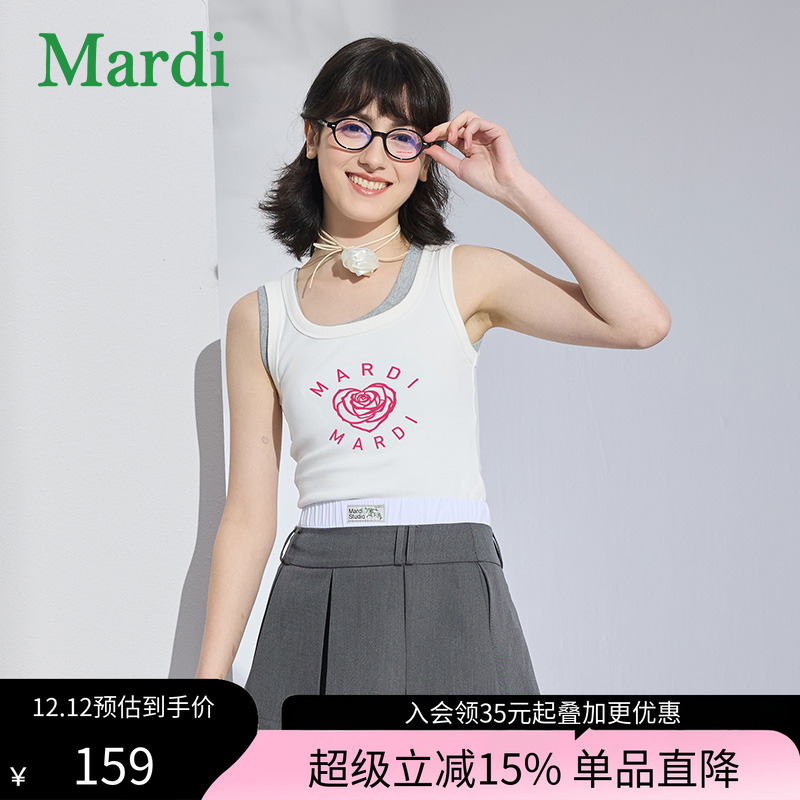 MARDI玫瑰印花背心吊带春夏外穿