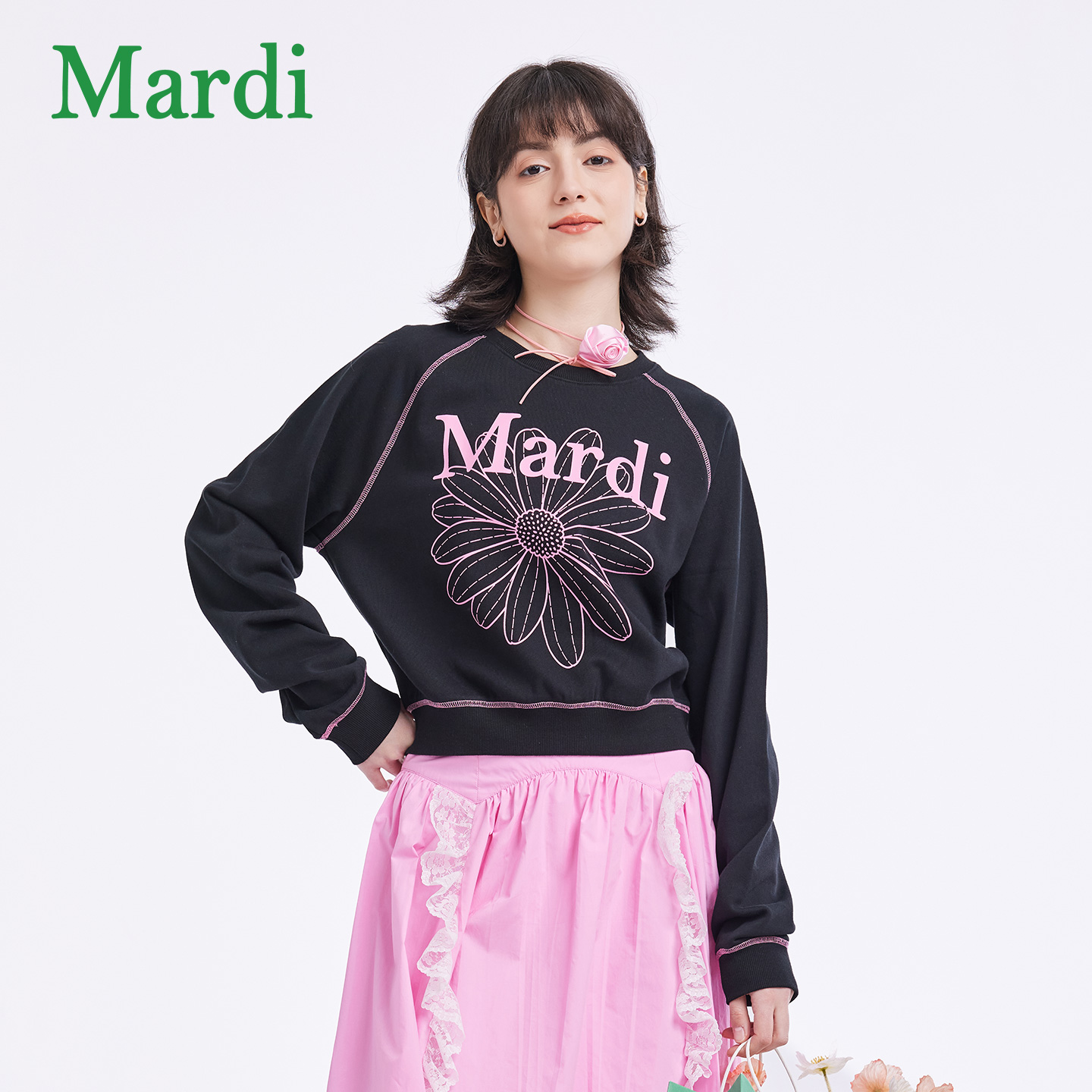 MARDI官方正品小雏菊印花卫衣宽松显瘦百搭女休闲2025年夏季新款