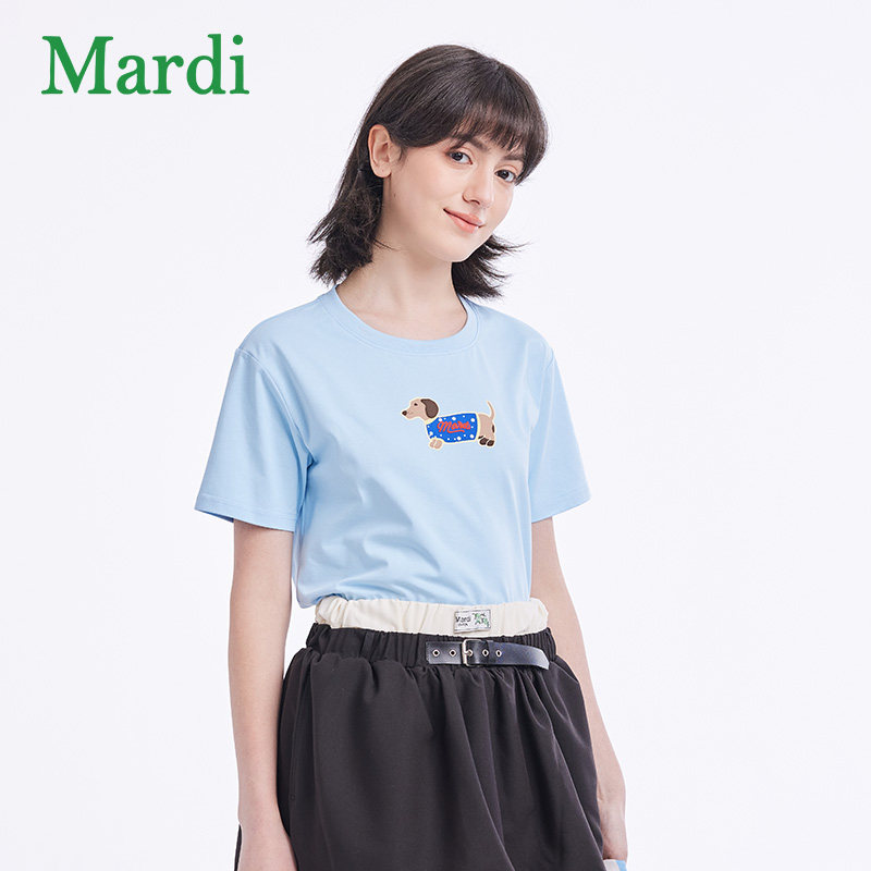 MARDI官方正品珍珠小狗时尚短袖T恤简约女士休闲宽松上衣女20