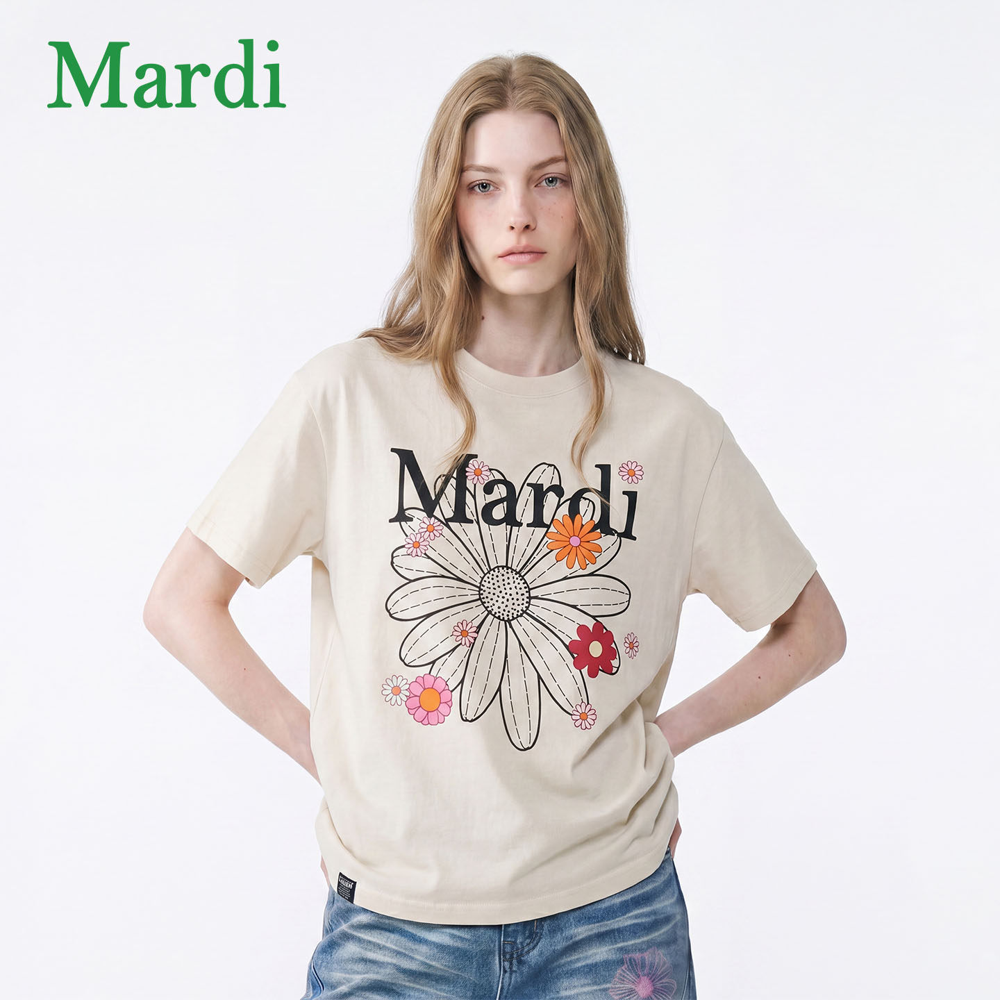 MARDI小雏菊印花短袖T恤女夏宽松百搭纯棉上衣雏菊风夏季休闲通
