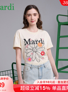 MARDI官方正品小雏菊多花字母短袖T恤宽松休闲2026夏季新款上衣女