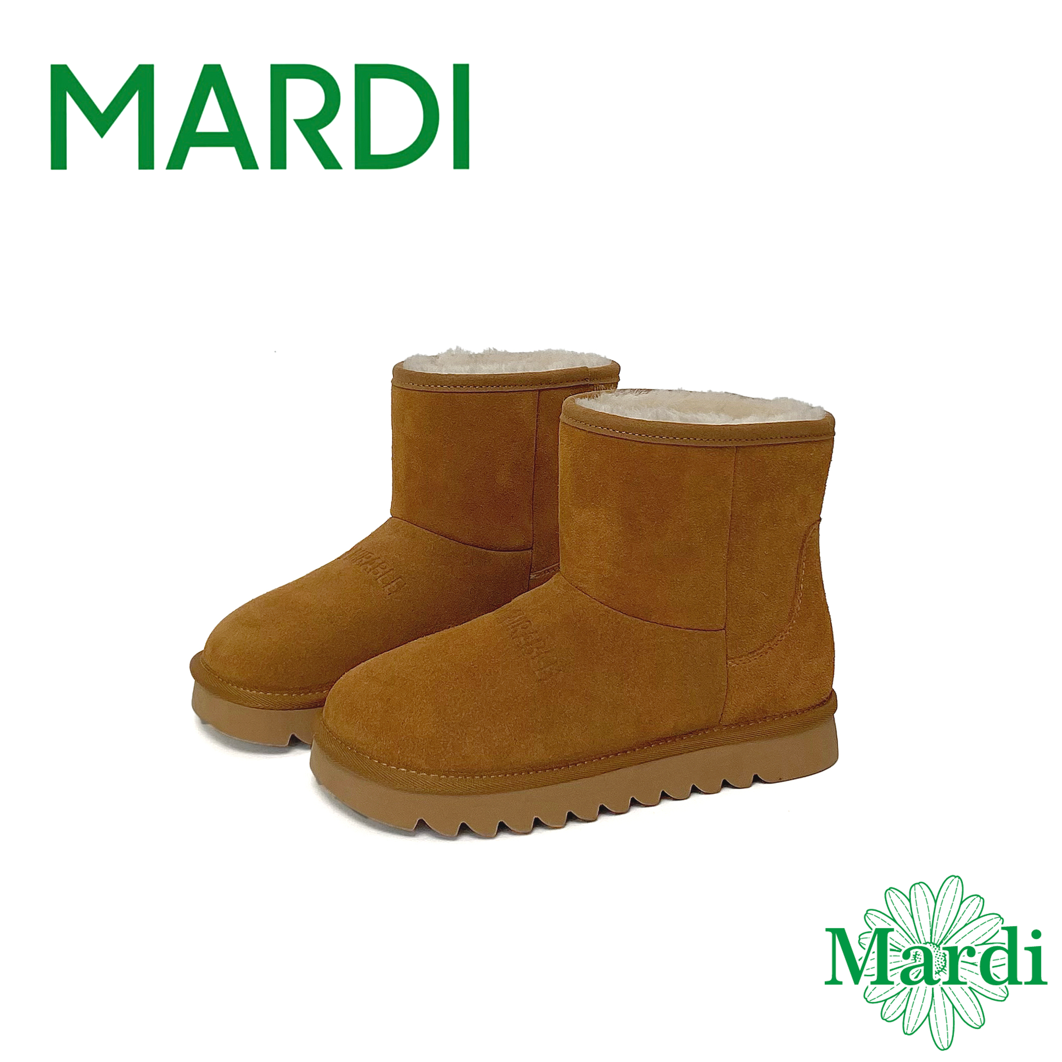 MARDI厚底短靴2025冬季雪地靴女靴子时尚牛反绒毛保暖加绒棉鞋女