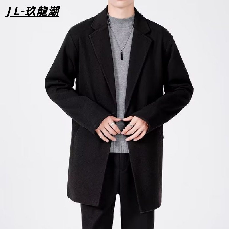 毛呢大衣男款秋冬季商务休闲时尚西装纯色加厚中长款呢子保暖外套,男装,毛呢大衣,淘宝优惠券,粉丝福利购,淘宝优惠卷