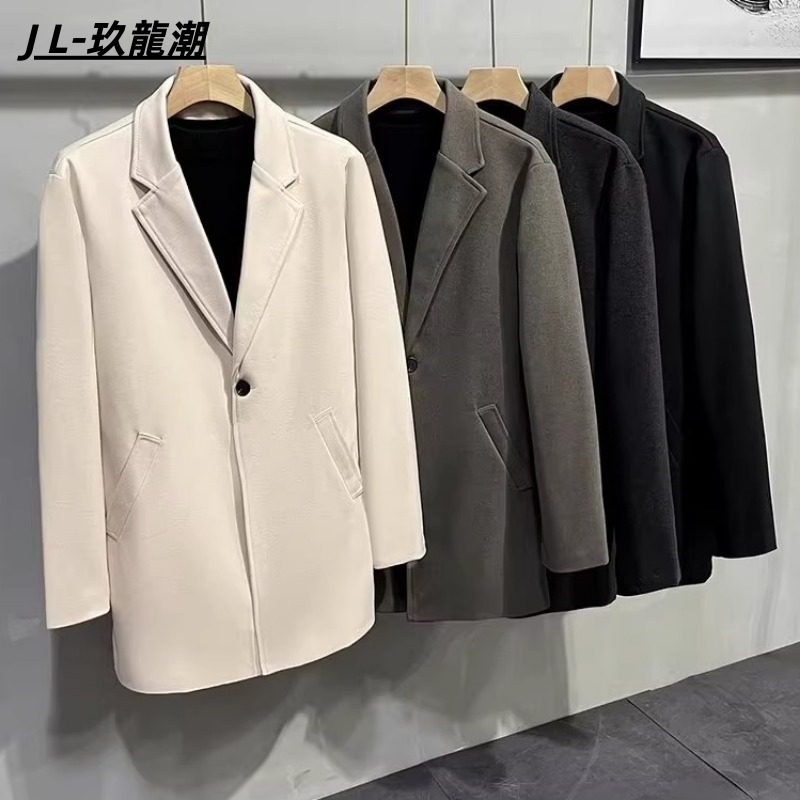 毛呢大衣男款秋冬季商务休闲时尚西装纯色加厚中长款呢子保暖外套,男装,毛呢大衣,淘宝优惠券,粉丝福利购,淘宝优惠卷