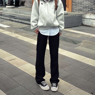 牛仔裤 直筒长裤 男女情侣中腰显瘦美式 子窄版 vibe裤 春夏allfit修身