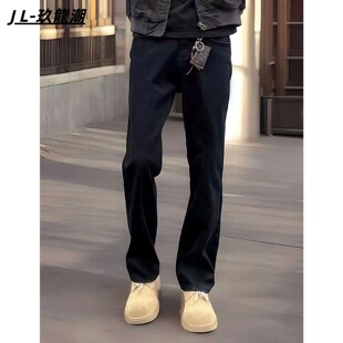 高街cleanfit黑色牛仔裤 子弹力直筒裤 男春秋季 裤 搭配马丁靴 美式