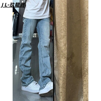 春夏牛仔裤男美式潮牌高街cIeanfit百搭弹力修身直筒休闲长裤子男