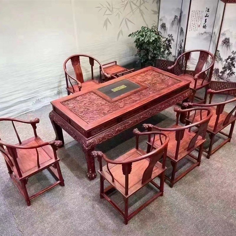 赞比亚血檀茶桌椅古典红木家具客厅酒店别墅公司干泡湿泡茶台,住宅家具,家用茶台/茶桌,淘宝优惠券,粉丝福利购,淘宝优惠卷