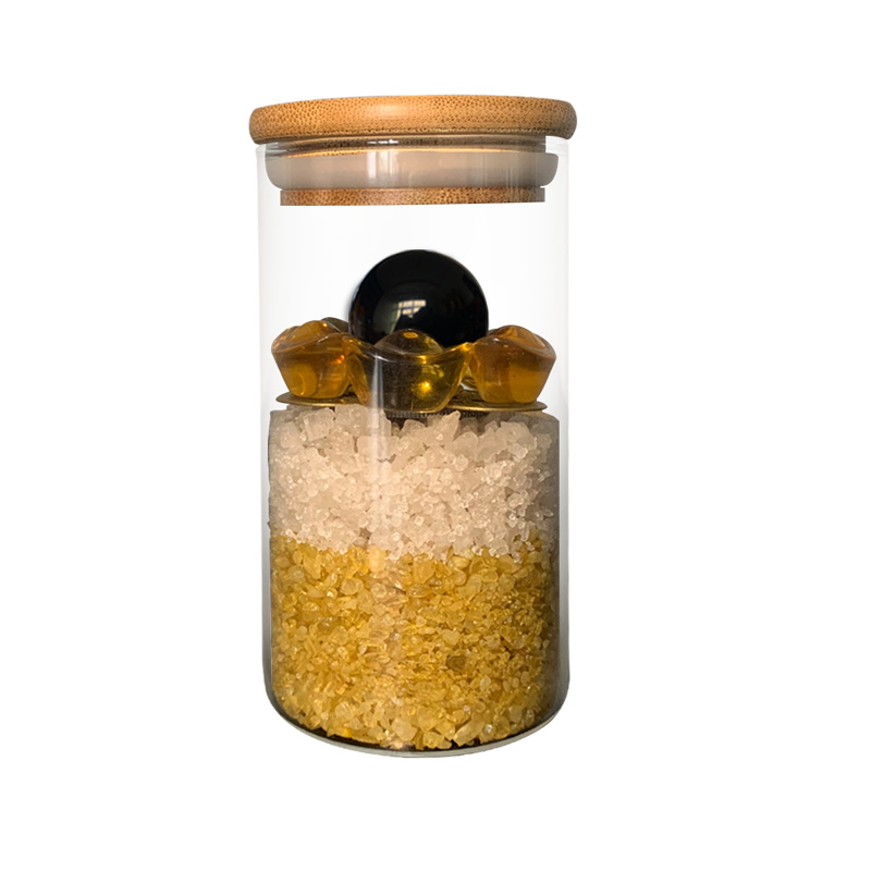 祥云阁安忍水水晶球黄水晶碎石摆件地藏王六帝钱化五黄二黑