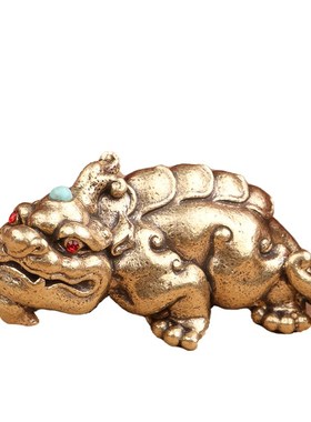 个性创意复古纯黄铜貔貅小招财金属汽车车载内装饰桌面铜器