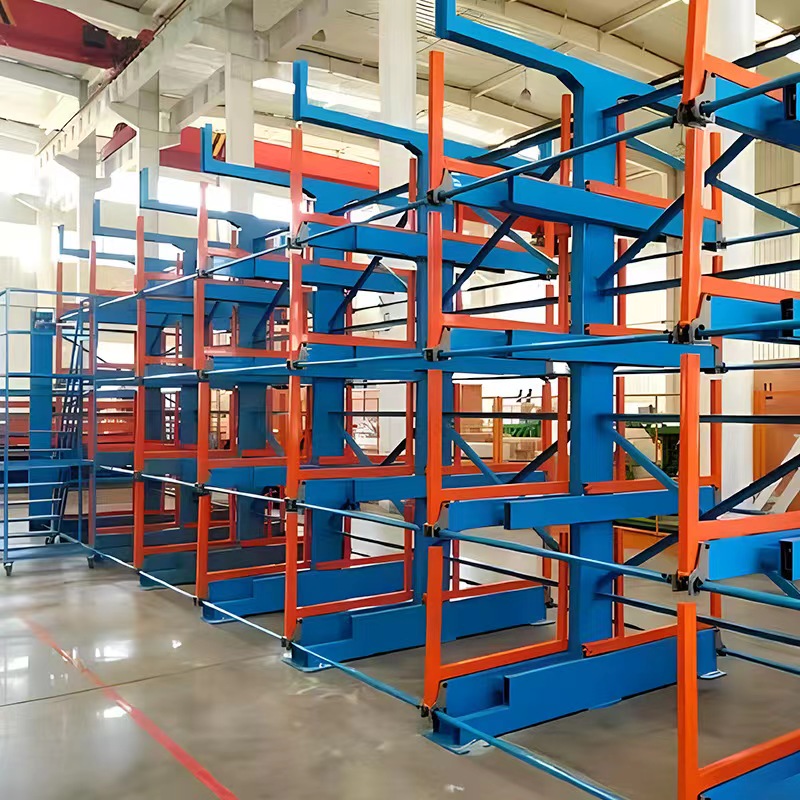 伸缩悬臂架大型管材板材存放货架多层单双面手摇伸缩式重型货架