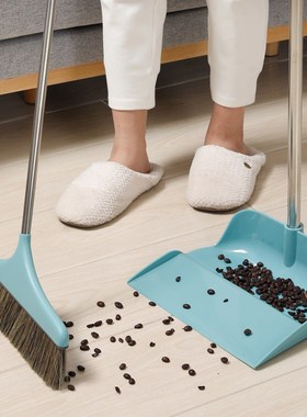 美丽雅侧倒垃圾铲装猪鬃软毛扫把侧面倒地家用客厅畚斗