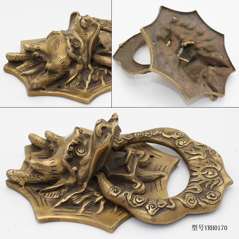 远儒铜雕中式仿古黄铜铺首兽头入户门大把手龙头门环别墅大门拉手