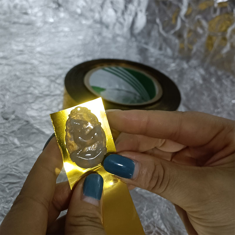 翡翠玉石封底自贴背带胶厚双面金银色镜面锡纸反光效果玉器封底纸