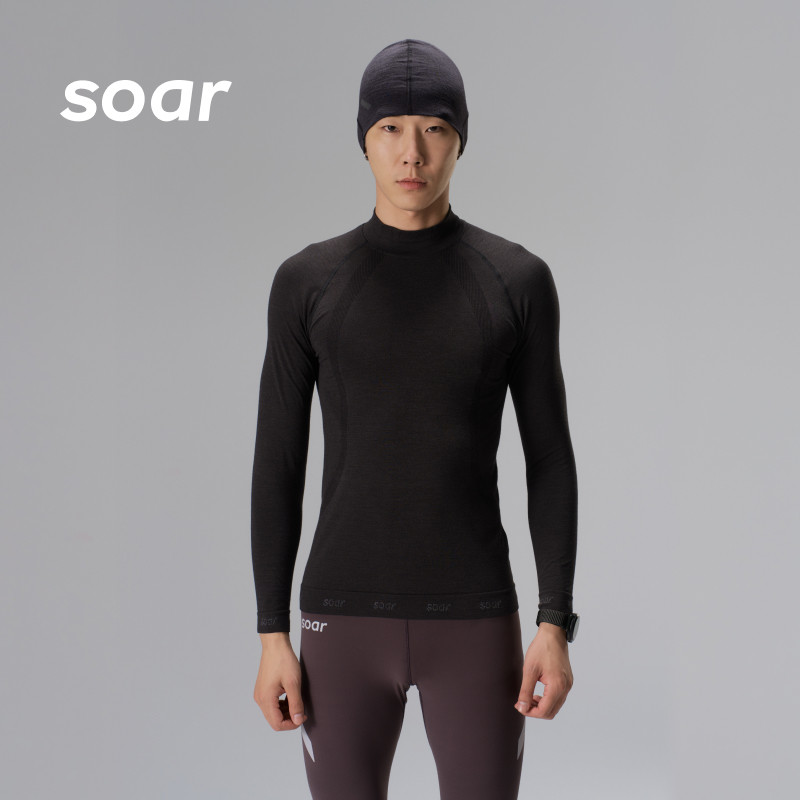 SOAR X RUN训练系列美利奴羊毛男子跑步保暖小高领长袖T恤SBL1M