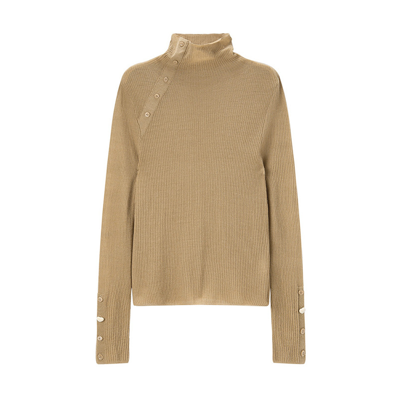 鸟撤柜剪标法式高领羊毛衫