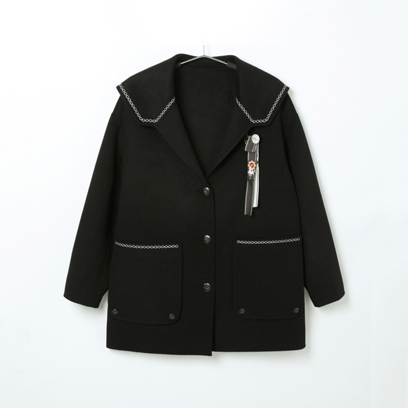 羊毛西装呢大衣女联名翻领大衣