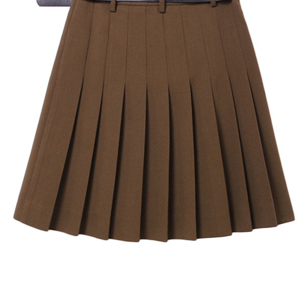 L283复古百搭百褶短裙