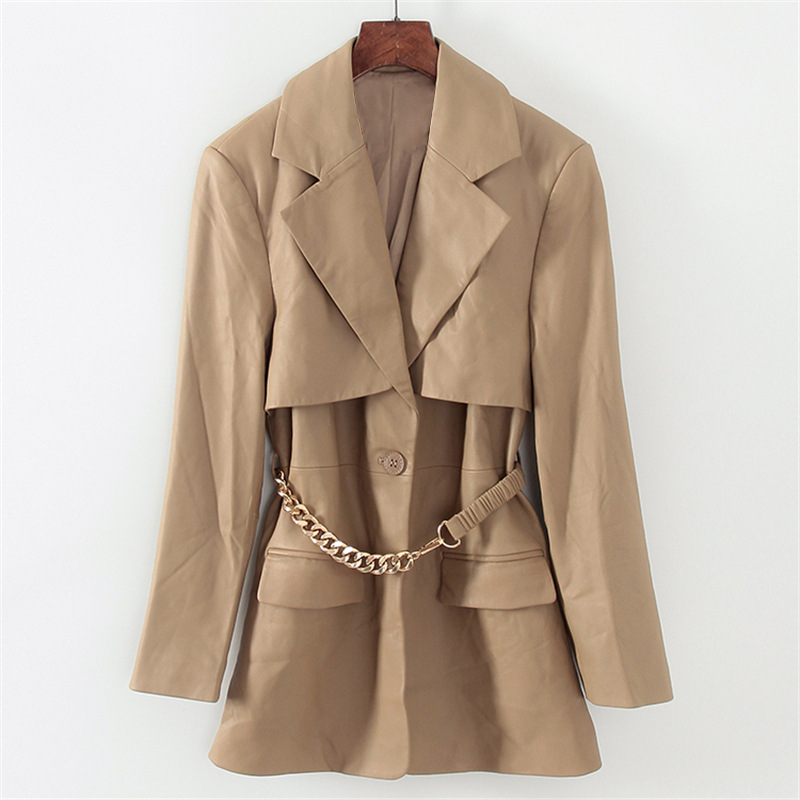 羊皮休闲便西外套酷美风真皮西装