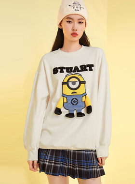 鸟家正品撤柜剪牌女装L191合作系列秋冬男女情侣款卡通圆领卫衣