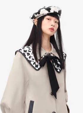 【鸟】撤柜女装 正品剪牌清仓L642女式时尚奶牛纹样贝雷帽