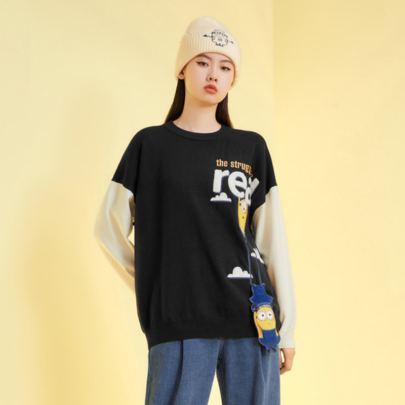 毛衣开衫外套系列撞色纹样线套衫