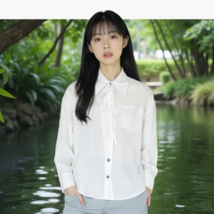 女装 2025秋季 设计感垂感宽松气质小众上衣L111 白衬衫 百搭薄透长袖