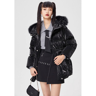 秋冬保暖锁温连帽羽绒服女酷美抽绳羽绒服L023鸟撒柜清仓折扣女装