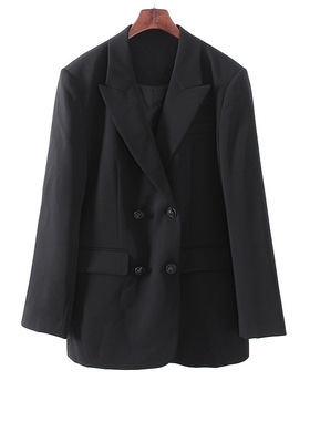 黑色单西双排扣西装外套上衣女鸟撤柜女装 一线品牌剪牌清仓L096