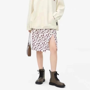 正品 L602奶牛纹印花开叉半裙豹纹时尚 鸟撤柜女装 中裙 剪牌 个性
