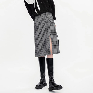 L605千鸟格时髦半裙 剪牌青仓 鸟撤柜女装 正品