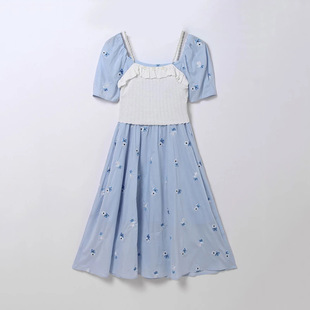 正品 一线品牌 剪牌清仓L577 鸟撤柜女装 甜美绣花两件套连衣裙