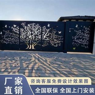 铁艺大门家用别墅门农村家用大铁门入户双开门铝合金复古铁艺门