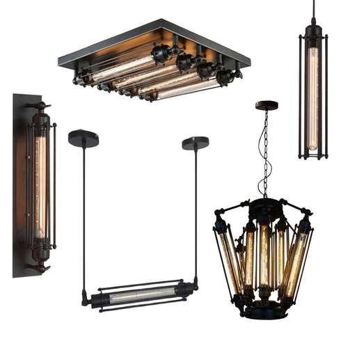 现代复古工业风铁艺长笛壁灯创意阳台走廊楼梯灯饰中山 夜灯