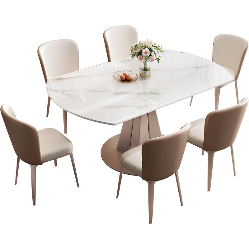 岩板餐桌椅现代家用小户型旋转伸缩折叠圆形饭桌子