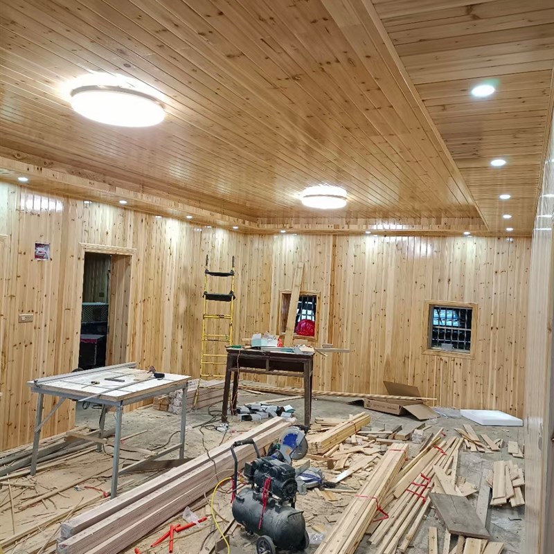 桑拿板吊顶实木免漆扣板阳台阁楼松木香杉木板幼儿园墙裙护墙板材