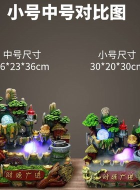 财源滚滚流水摆件循环时来运转山水生财水缸客厅假山喷泉乔迁开业