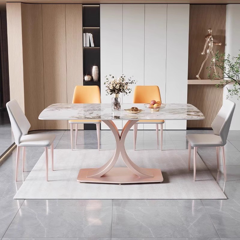 加厚岩板餐桌家用小户型长方餐桌意式极简餐耐磨耐高温岩板餐桌