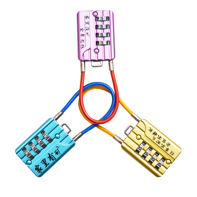 密码锁行李箱包锁健身房更衣柜锁防盗挂锁迷你钢丝锁宿舍小抽屉锁