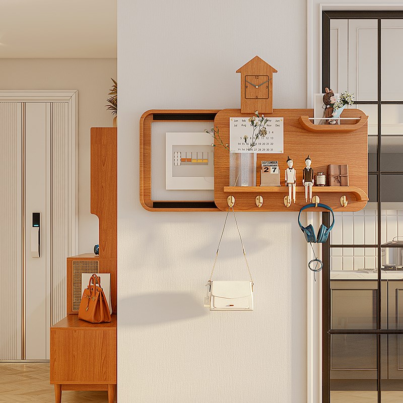 现代多功能实木电表箱挂钟遮挡箱装饰画玄关墙面箱配电箱盖板