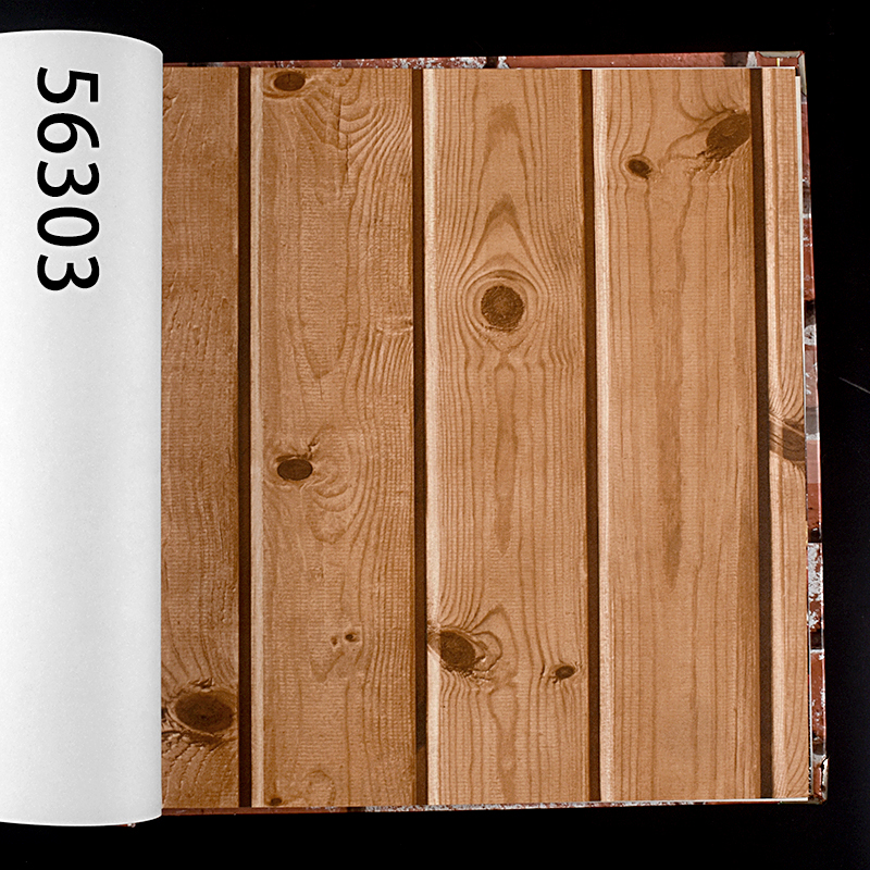 仿木纹墙纸非自粘无胶刷胶家用客厅卧室木头木板原木色3d立体壁纸