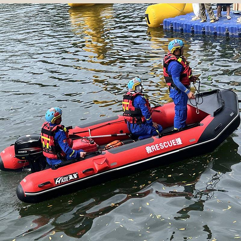 激流冲锋舟橡皮艇390M救援420M应急皮划艇充气船免安装拉丝