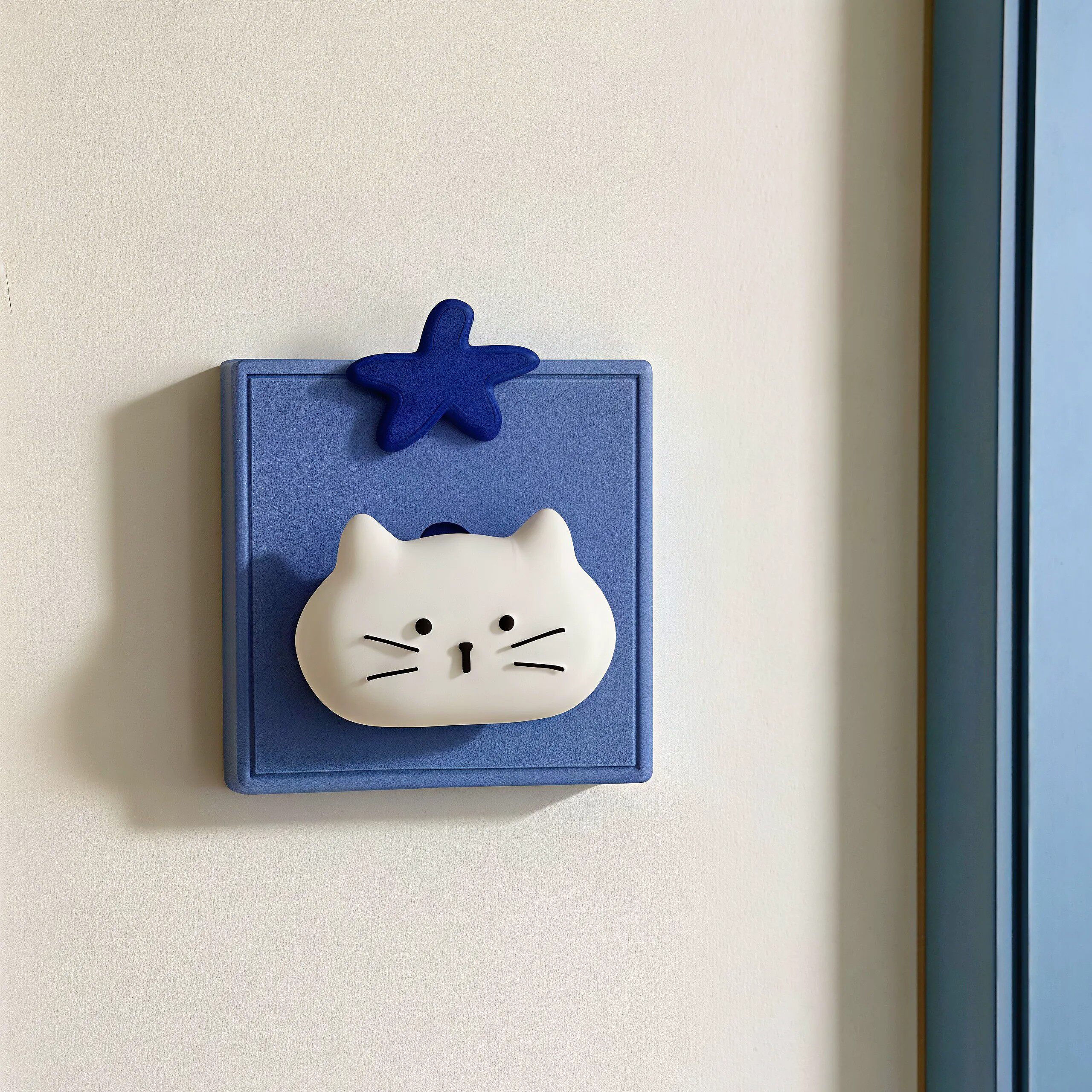 蓝莓猫免粘开关保护套可爱卡通开关边框贴卧室儿童房墙面遮丑装饰