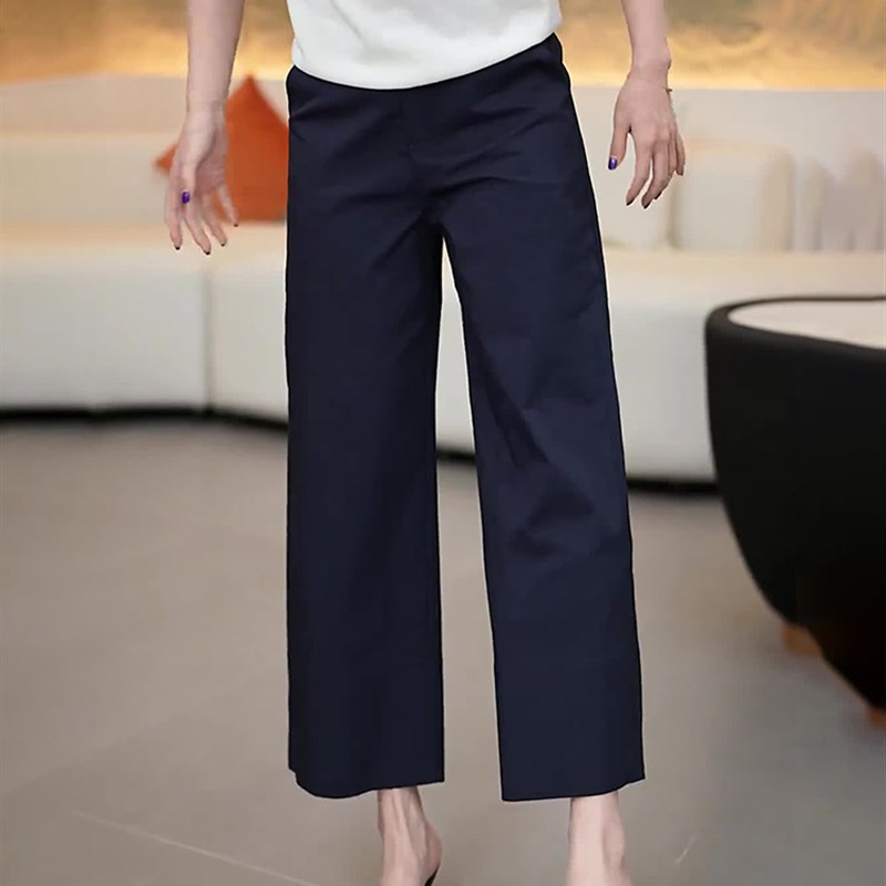夏季新款宽松百搭休闲裤女大码胖mm梨型身材气质高腰显瘦阔腿裤子