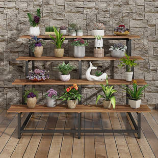 花架子多层阶梯式阳台置物架客厅户外落地梯形铁艺室外多肉花盆架